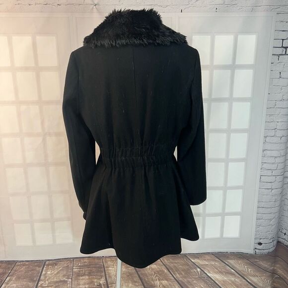 Laundry By Shelli Segal Fur Wide Collared Full Zip Fit & Flare Dress Coat Sz 14 - Picture 6 of 11